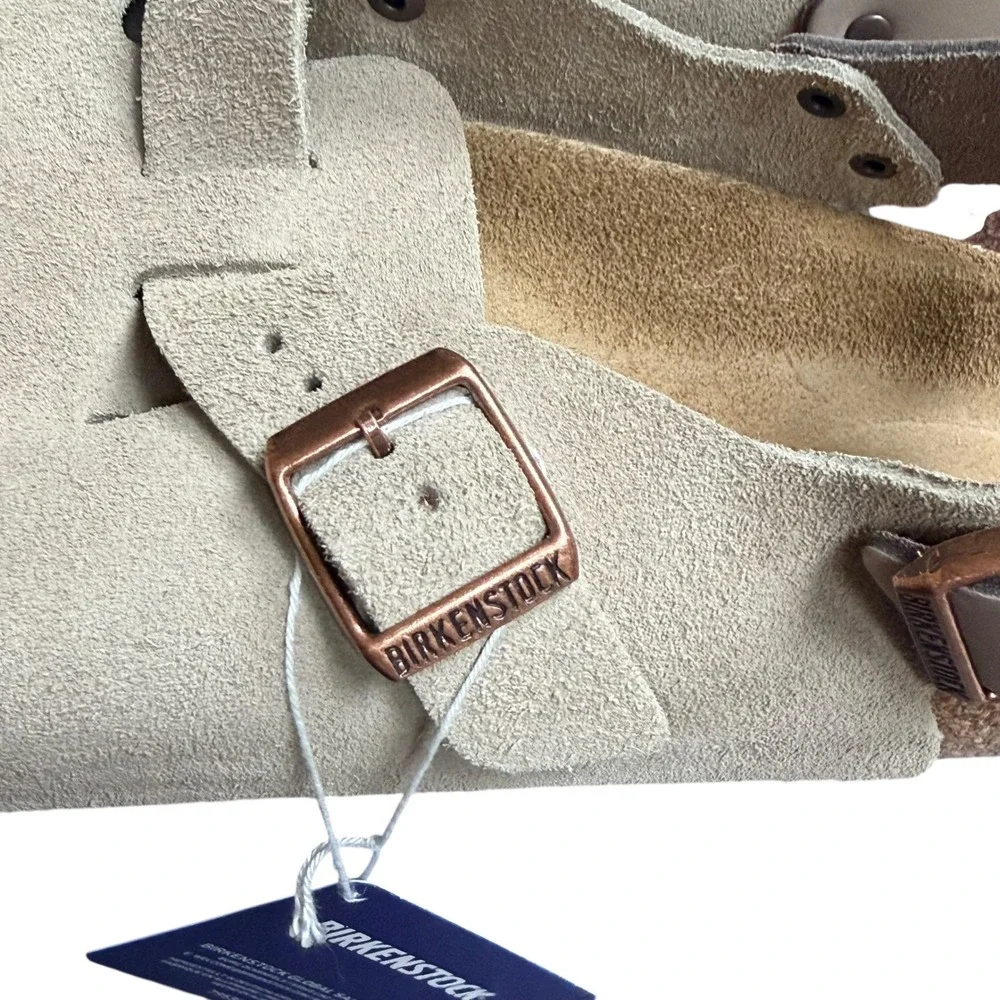 Birkenstock Tokio II Sand Suede Clogs Mules Sandals Mens 10 Adjustable Strap NIB